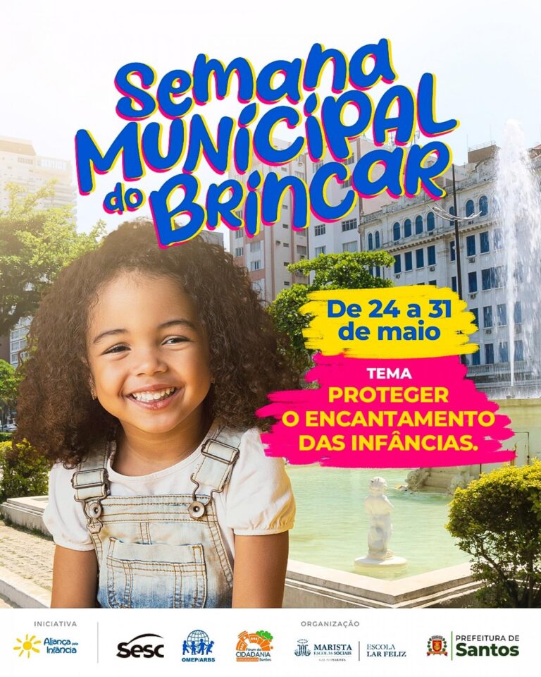 Semana do Brincar de Santos espalha atividades criativas e culturais por toda a cidade