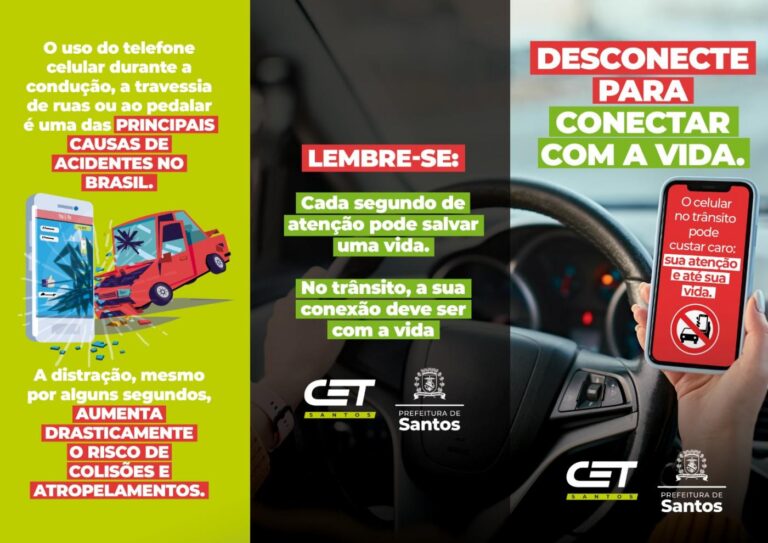 Uso de celular é foco da Semana Nacional de Trânsito em Santos